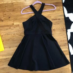 Black Cross Neck Skater Dress